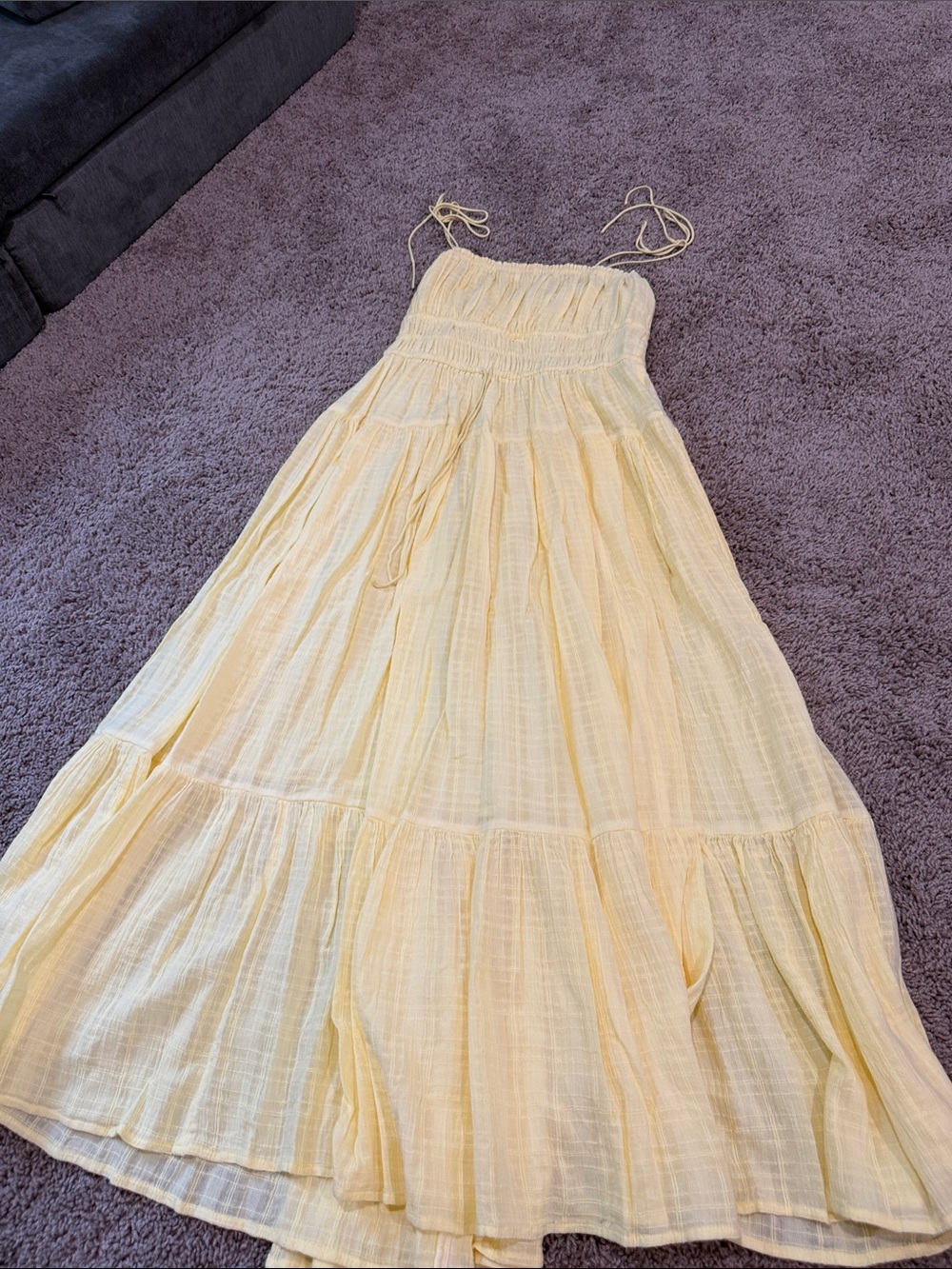 J. Crew Yellow Tiered Midi Sundress